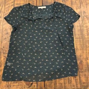 Sheer floral print blouse